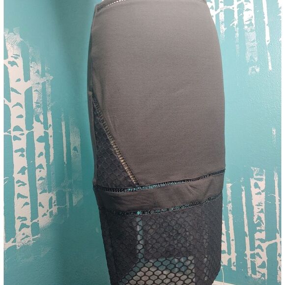 Unique Mesh Panel Detailing Pencil Skirt UK 10 - Picture 2 of 8